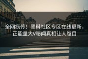 全网疯传！黑料社区专区在线更新，正能量大V秘闻真相让人瞠目