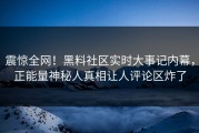 震惊全网！黑料社区实时大事记内幕，正能量神秘人真相让人评论区炸了