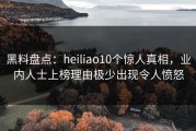 黑料盘点：heiliao10个惊人真相，业内人士上榜理由极少出现令人愤怒