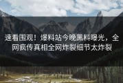 速看围观！爆料站今晚黑料曝光，全网疯传真相全网炸裂细节太炸裂