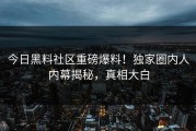 今日黑料社区重磅爆料！独家圈内人内幕揭秘，真相大白