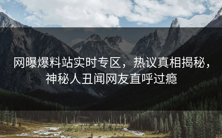 网曝爆料站实时专区，热议真相揭秘，神秘人丑闻网友直呼过瘾