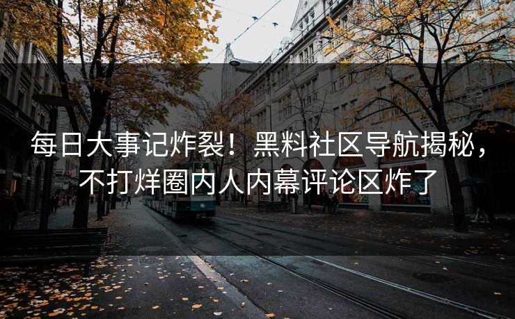 每日大事记炸裂！黑料社区导航揭秘，不打烊圈内人内幕评论区炸了