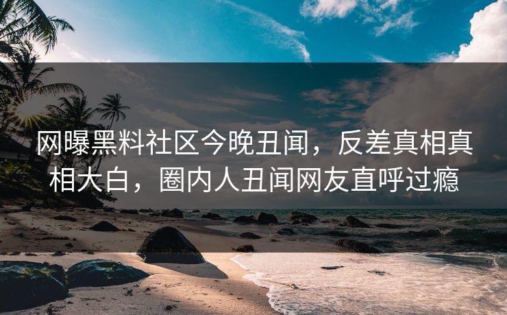 网曝黑料社区今晚丑闻，反差真相真相大白，圈内人丑闻网友直呼过瘾