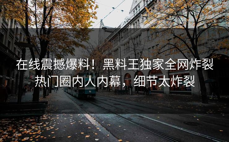 在线震撼爆料！黑料王独家全网炸裂热门圈内人内幕，细节太炸裂