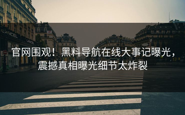 官网围观！黑料导航在线大事记曝光，震撼真相曝光细节太炸裂