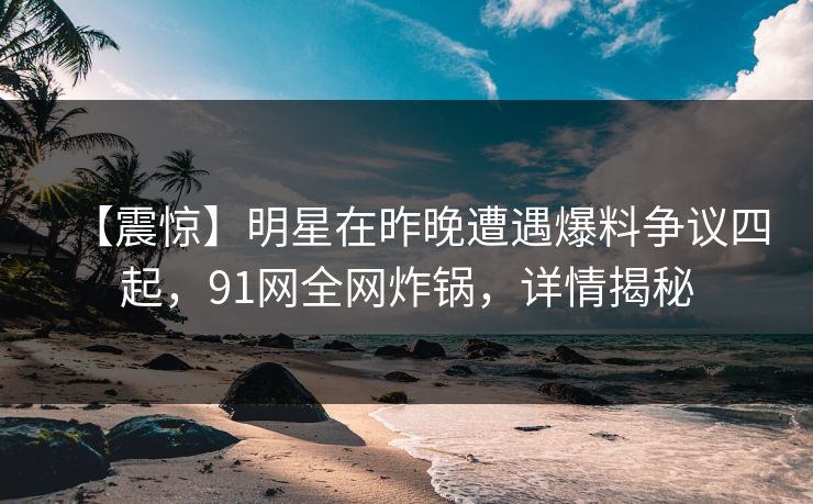 【震惊】明星在昨晚遭遇爆料争议四起，91网全网炸锅，详情揭秘