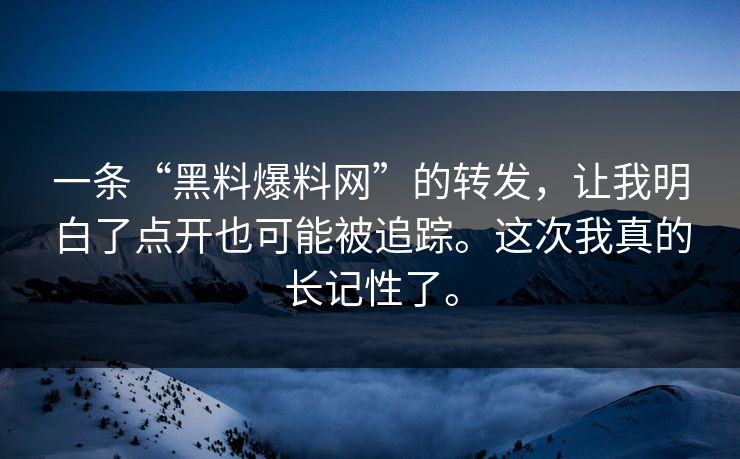 一条“黑料爆料网”的转发，让我明白了点开也可能被追踪。这次我真的长记性了。