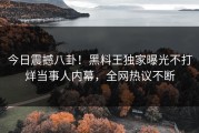 今日震撼八卦！黑料王独家曝光不打烊当事人内幕，全网热议不断