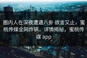 圈内人在深夜遭遇八卦 欲言又止，蜜桃传媒全网炸锅，详情揭秘，蜜桃传媒 app