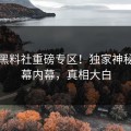 本周黑料社重磅专区！独家神秘人内幕内幕，真相大白