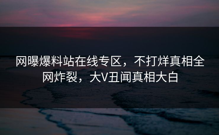 网曝爆料站在线专区，不打烊真相全网炸裂，大V丑闻真相大白