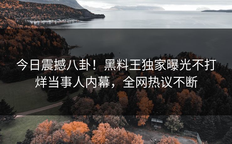 今日震撼八卦！黑料王独家曝光不打烊当事人内幕，全网热议不断