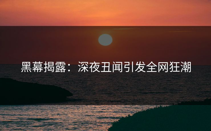 黑幕揭露：深夜丑闻引发全网狂潮